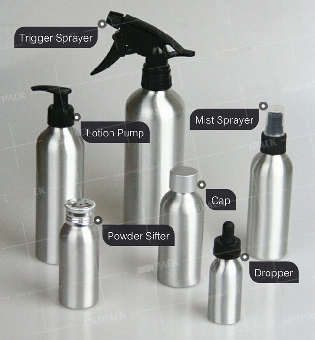 Aluminum Bottle with different closures