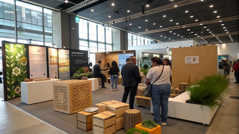 A modern exhibition showcasing sustainable packaging solutions