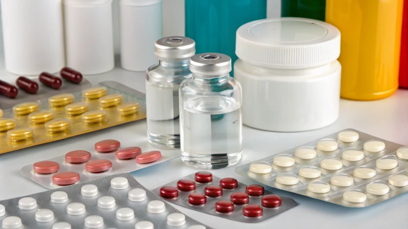 An assortment of pharmaceutical packaging materials including glass vials and aluminum blister packs.