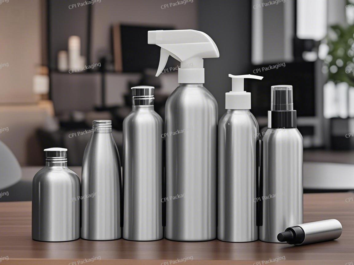 Different sizes of cosmetic aluminum bottles