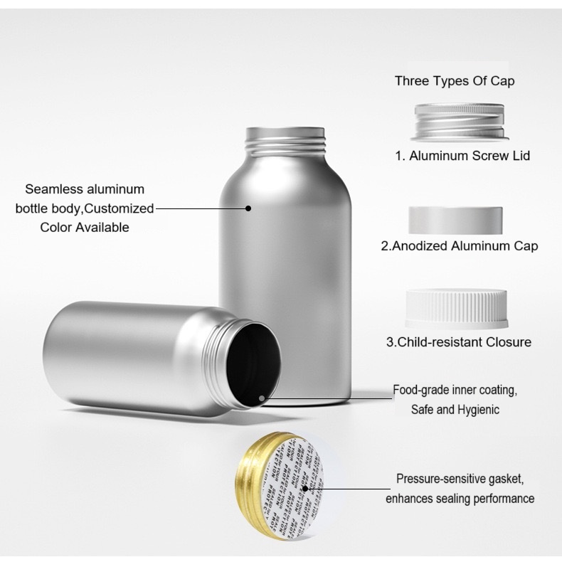 Aluminum Thread Bottle for Nutrition Supplements 3