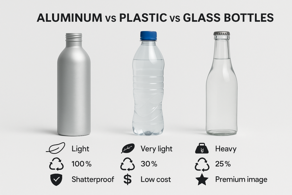 Aluminum Bottles VS Plastic Bottles VS Glass Bottles